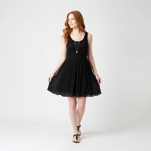 MATERIAL GIRL Black Lace Bodice Pleated Skirt Babydoll Mini Whimsigoth L Dress